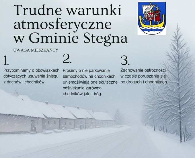 Trudne warunki atmosferyczne w Gminie Stegna.