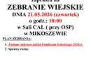 Zebranie wiejskie Sołectwa Mikoszewo - 21.05.2026 r.